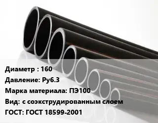 Труба полиэтиленовая 160 Ру6.3 ПЭ100 с соэкструдированным слоем ГОСТ: ГОСТ 18599-2001